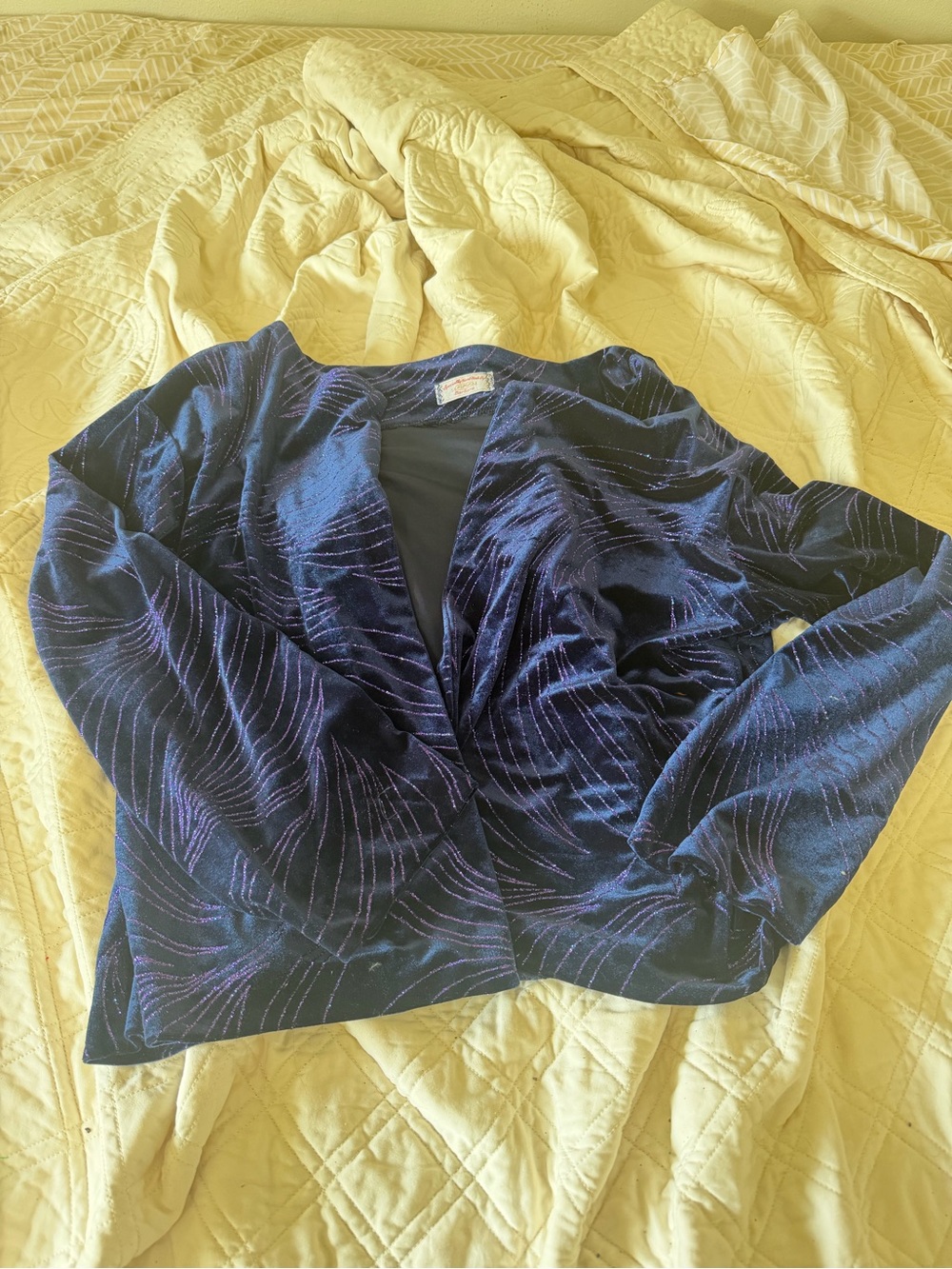 Velvet Blue with Purple Glitter  Patterned Blazer